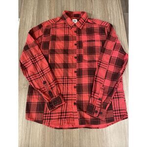 BDG Plaid Cotton Button Up‎ Shirt Red Mens M Medium Long Sleeve